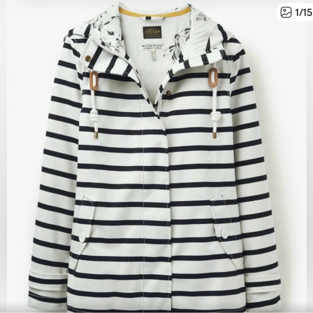 Joules Women's Navy and White Striped Utility Jacket